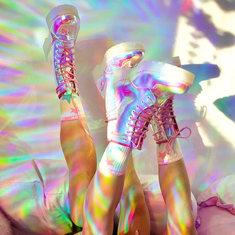 Festy Besty Super-Air Iridescent Combat Boots